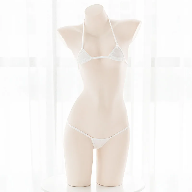 Bikini Set Women Swimwear Bikini Swimsuit Amine Cute Girls Bikini Set Japanese Student Cosplay Swimsuit Halter Bandage Low Waist Swimwear Women Sexy Bathing Suit Bikinis