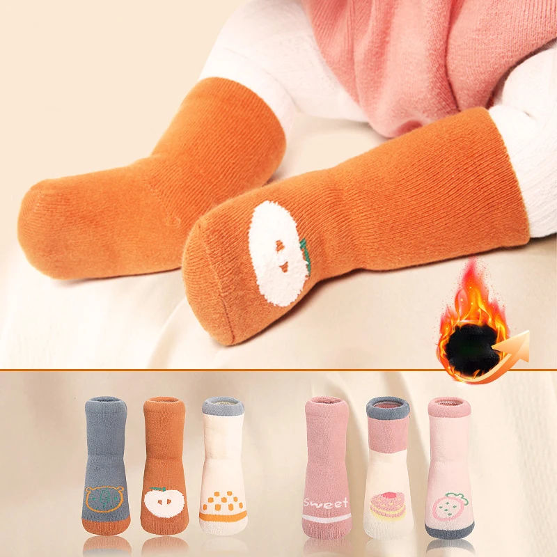 

3 Pairs Infant Newborn Baby Plus Fluffy Terry Socks For Girls Boys Accessories Toddler Winter Thickened Floor Stockings