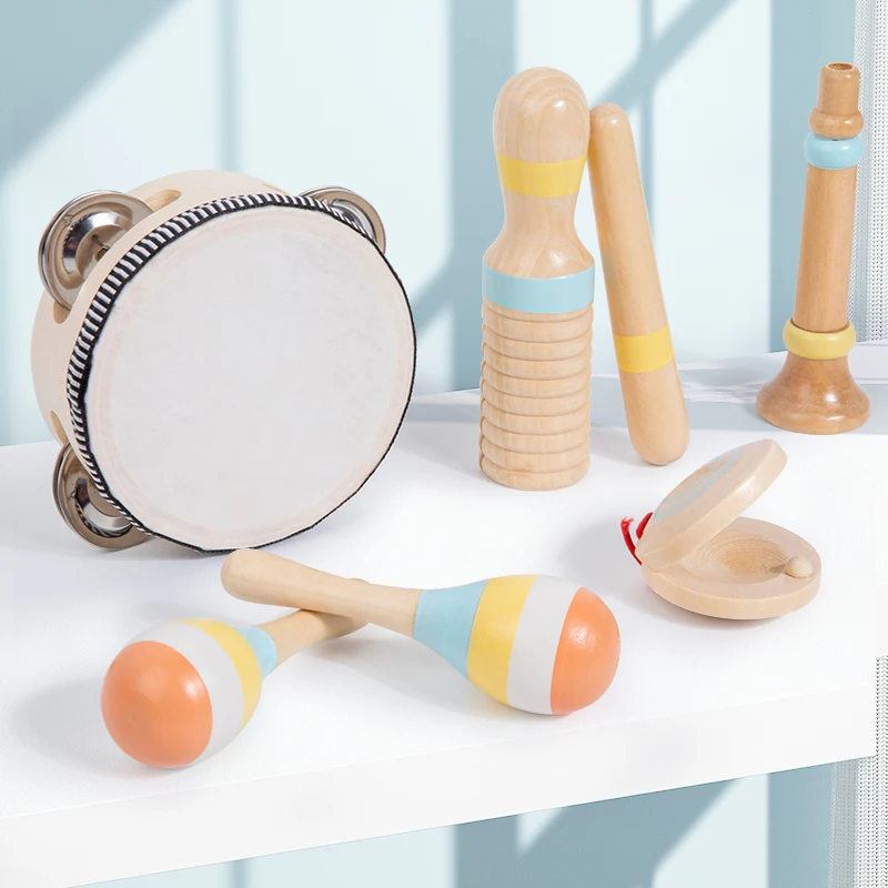 Music Set Montessori Musical Instrument Baby Children Wooden Percussion Instrument Toy Early Educational Knocking Toys for Kids 2