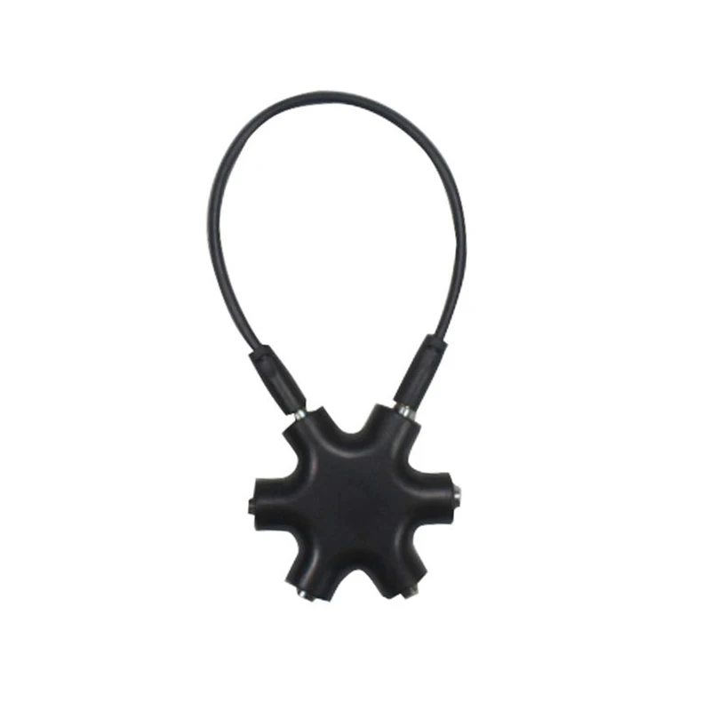 Multi-Port Audio Splitter Hub | 6-in-1 Headphone Sharing Adapter | 3.5mm Jack Connection