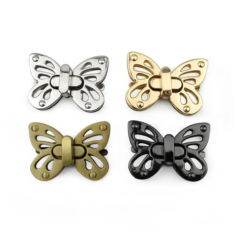 10Pcs Metal Butterfly Shape Turn Lock Retro Fashion Bag Clasp Hardware Buckle For DIY Leather Crafts Handbag Purse Accessory