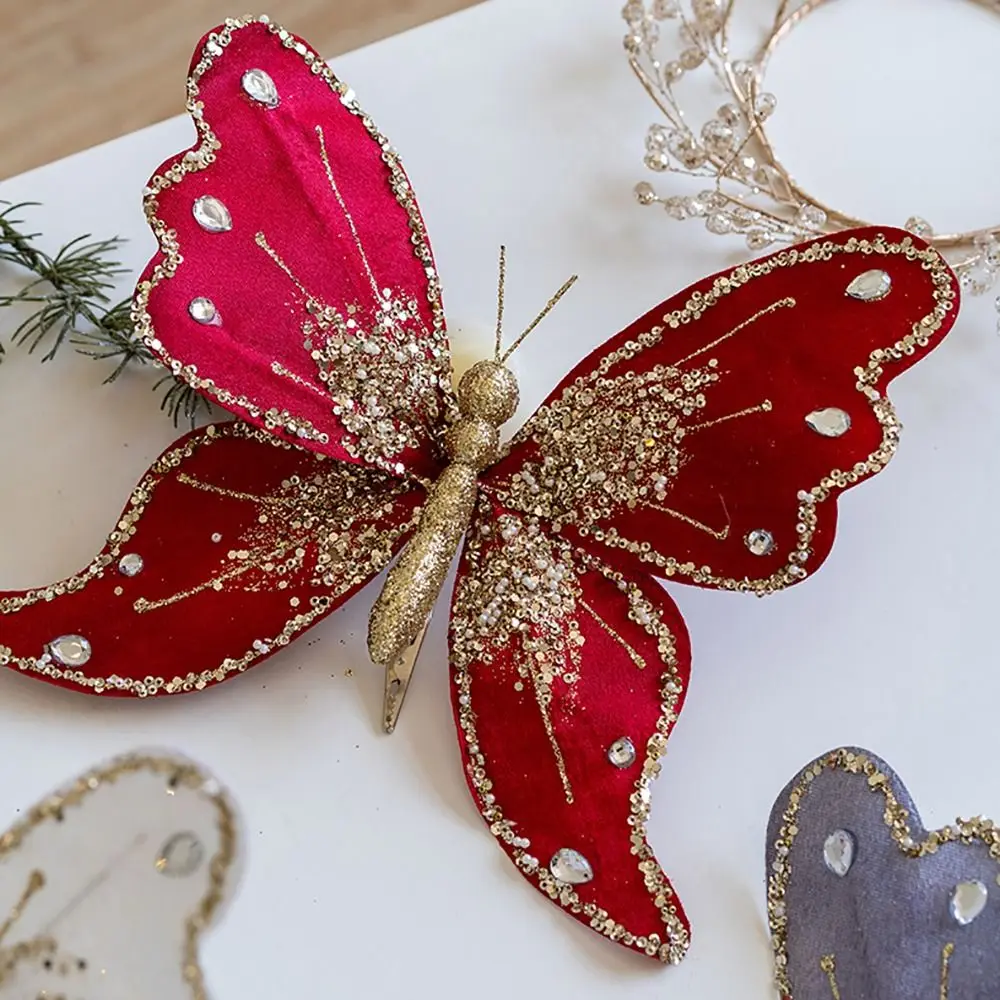 Christmas Tree Decoration Multicolor Christmas Tree Decoration Gold Powder Butterfly Ornament 25*21cm