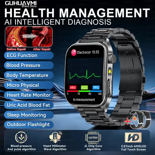 2026 New 650nm Laser Therapy Health Smartwatch Men ECG Blood Pressure Lipid Uric Acid Bluetooth Call Smart Watch For Android IOS - Image 7