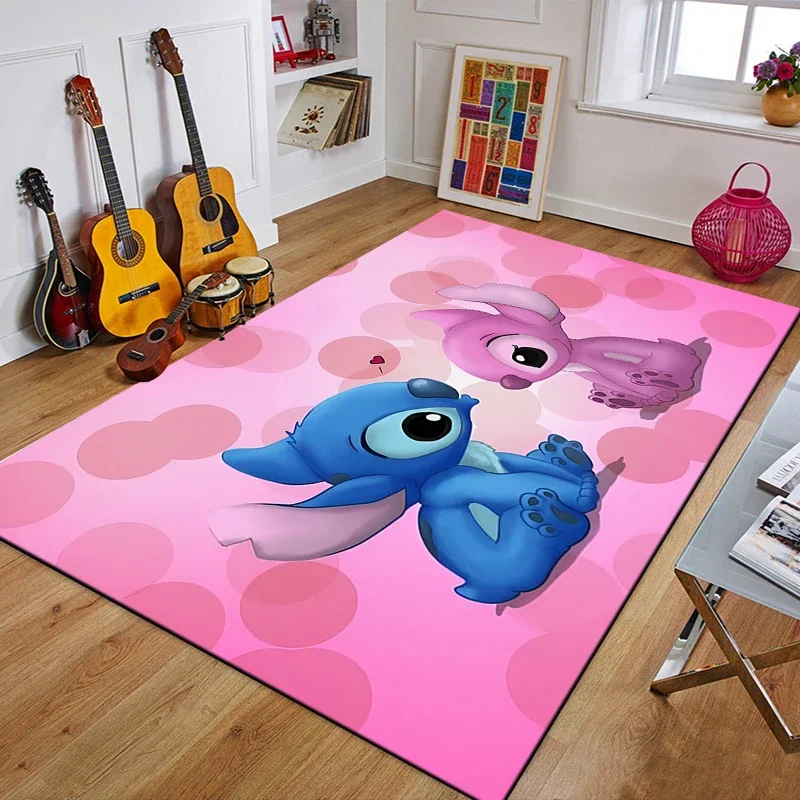 thumbnail image 1 of Alfombra de Disney con figura de Anime Stitch, alfombra estampada para sala de estar y dormitorio, felpudo creativo de dibujos animados para dormitorio de niños, sofá, alfombras para el suelo, 1 of 5