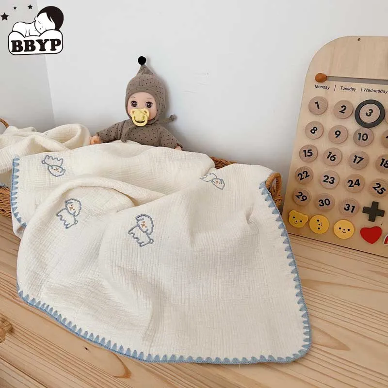 

Ins Gauze Newborn Baby Blanket Korean Dog Embroidery Kids Sleeping Blanket Cotton Bedding Accessories