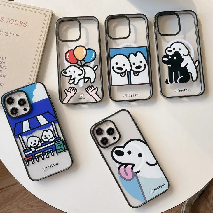 Cute Dog Friend 2.0 Acrylic Black Border MagSafe Phone Case Cover for IPhone 12 13 14 15 Pro Max Case for IPhone 15 Pro Max