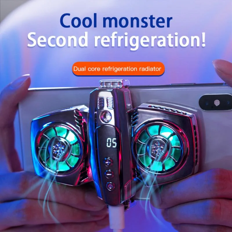 

USB Phone Cooler Semiconductor Dual Cooling Fan Radiator Smartphone Temperature Display Heat Sink Cell Phone Gamer Coolers