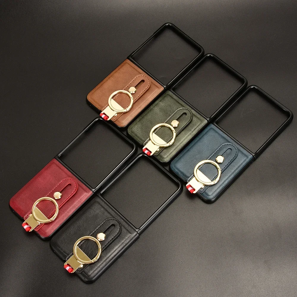 Luxury Leather Stand Case with Wristband and Ring Opener