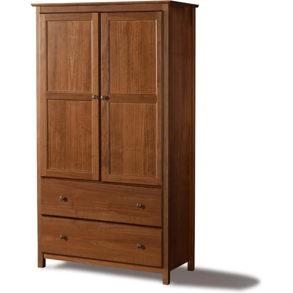 Shaker 2Door Wardrobe,Solid Wood with Walnut Finish and Made of100% solid wood forbedroom living room wardrobescloset organizer 4