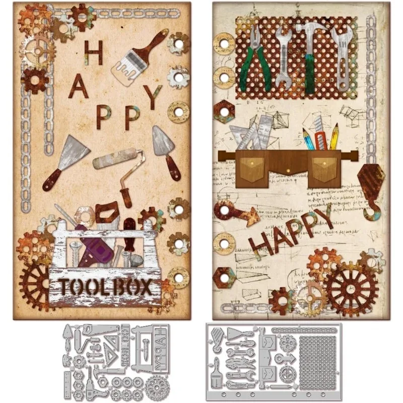 5 stencil per banner con etichetta per scrapbooking in metallo per