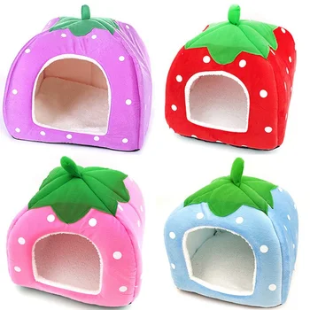 Strawberry Hamster House Guinea Pig Hideout Small Animal Bed Hideaway Hide Hut Cage Accessories for Autumn Winter 1