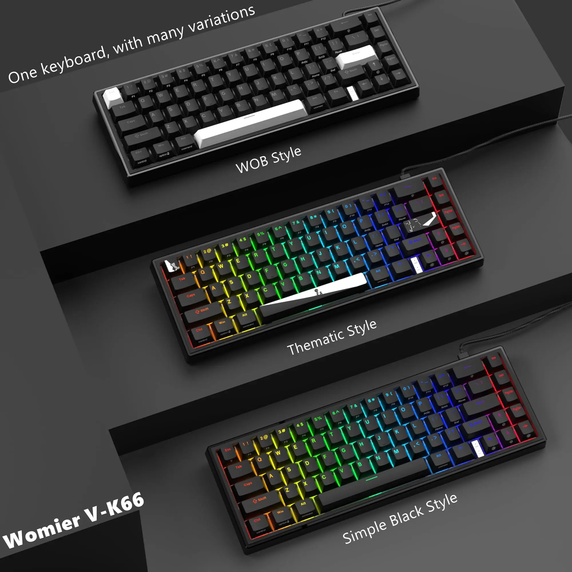 Teclado gamer retroiluminado com interruptor vermelho para mulher, 67  teclas, mecânico, mini, portátil, gamer, win, mac