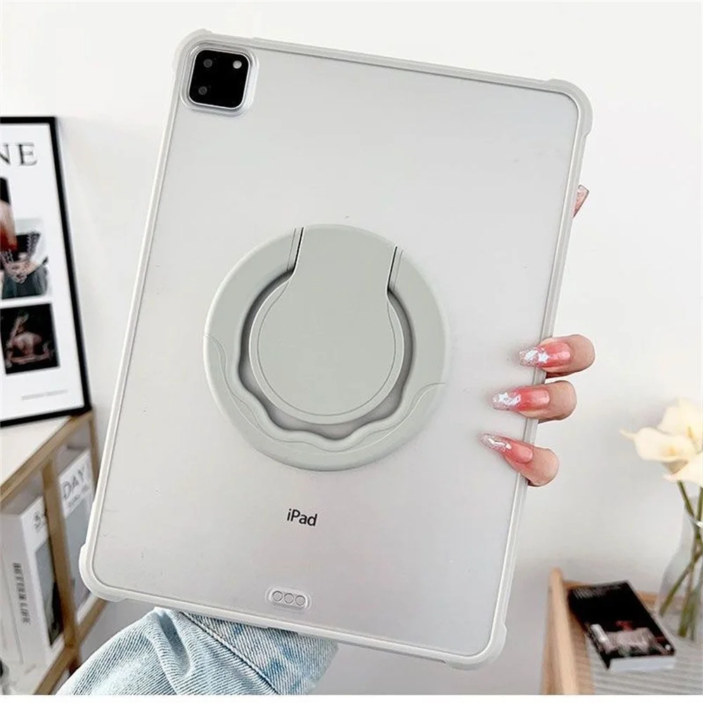 Sleek Matte PC+TPU Tablet Case with Metal Ring Stand