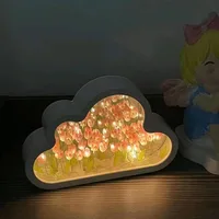 Clouds Tulip Lamps LED Night Light Mirror Table Lamps DIY Bedroom Ornaments Decoration Mirror Table Lights 2