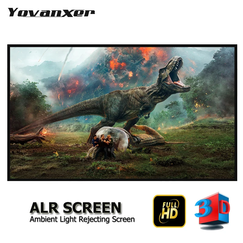 Ambient Light Rejecting ALR CLR 60 - 150 Inch Fixed Frame Projector Screen 1CM Narrow Bezel for Home Theater Projection 4K 3D