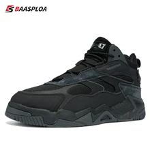  Baasploa New Men's Winter Warm Cotton Shoes Waterproof Non-Slip Casual Winter Men's Boots with Fleeces Thickened Walking Shoes 