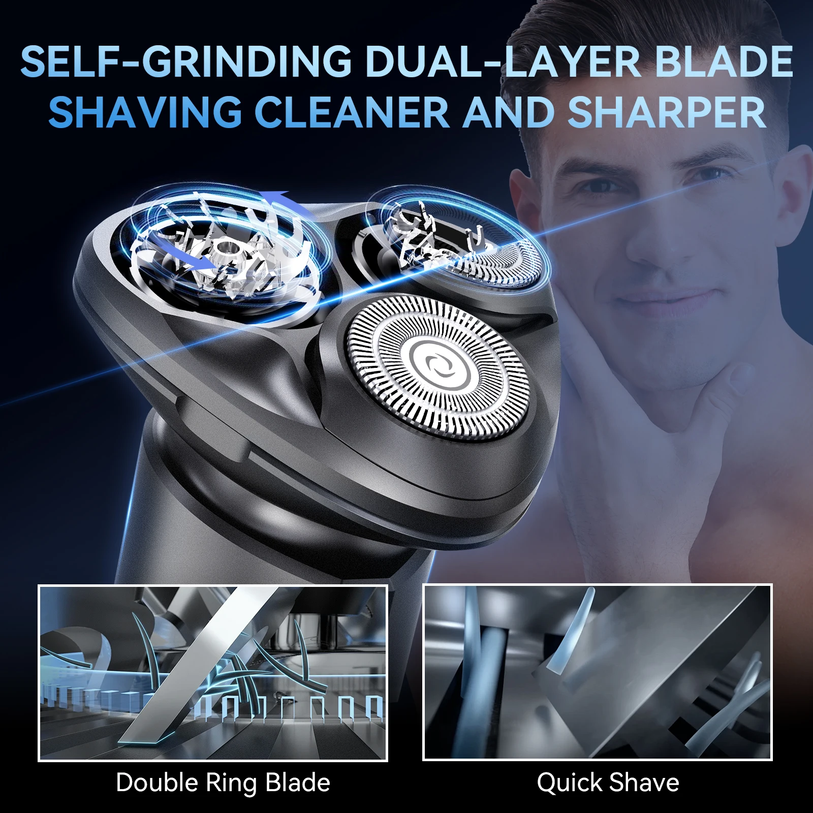 Kensen Electric Shaver for Men Rechargeable 3D Floating Magnetic Cutter Blade Washable Beard Trimmer Razor Men's Shaving Machine 4