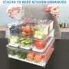 Stackable Refrigerator Organizer Bins with Lids, BPA-Free Produce Fruit Storage Containers for Storage Clear for Food 3