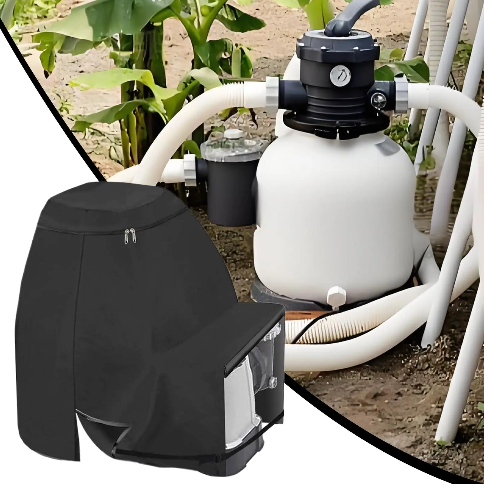 1pcs black Hot Tub Spa Water Heater Pump Cover Waterproof Hot Tub Pump Cover Outdoor Pool Parts Water Heater Pump Cover