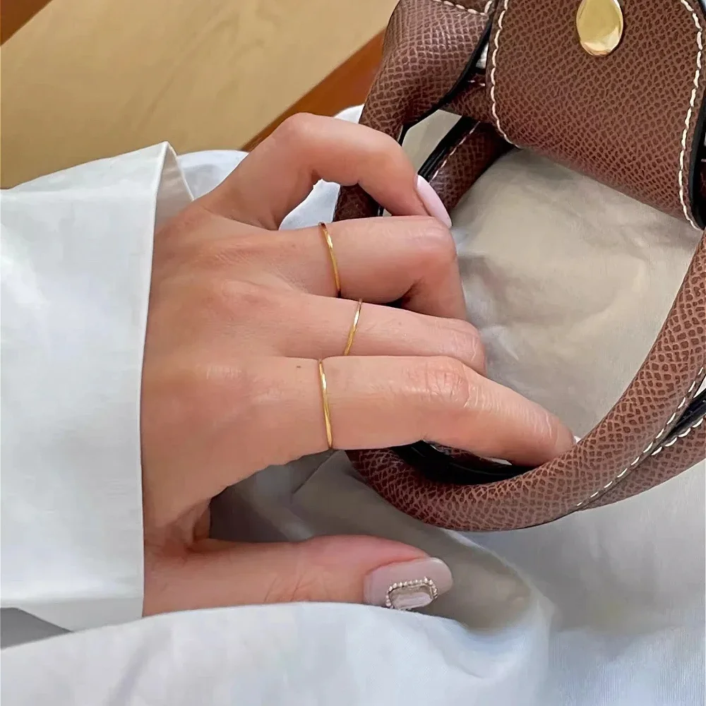 1/3pcs Minimalist Stackable Extremely Thin Stainless Steel Rings for Women Fashion Gold Color Daily Simple Dainty Jewelry Gift 3