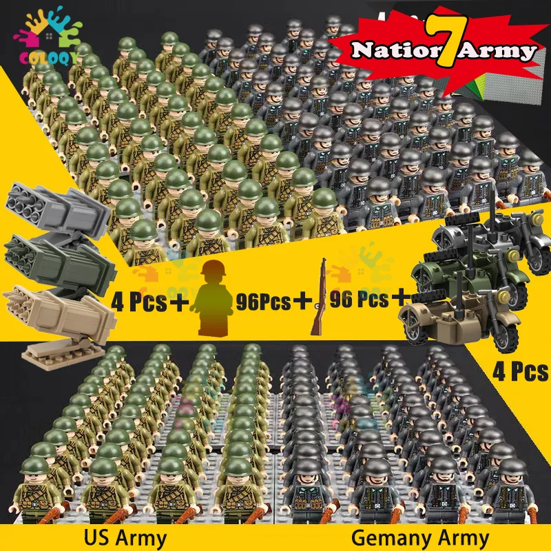 Doll Ww2 Soldati Building Blocks Uk Sovietico Us China Italy Army Mini Action Figures Militare Moto Giocattoli Per Bambini Regali Di Compleanno