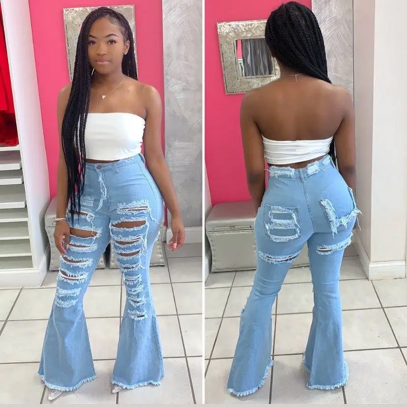 Mudan Women Streetwear High Waist Zipper Fly Cut Out Eyelet Removable One  Leg Flare Jeans Sexy Fashion Ins Denim Trouser Pants - Pants & Capris -  AliExpress