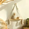 Macrame Hanging Shelf Boho Wall Decor Bedroom 1 PC Rustic Wood Floating Shelves for Room Nursery Bathroom Living Room College 3