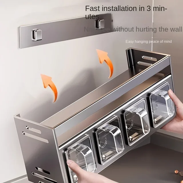 Stainless Steel Wall-Mounted Spice Rack 4