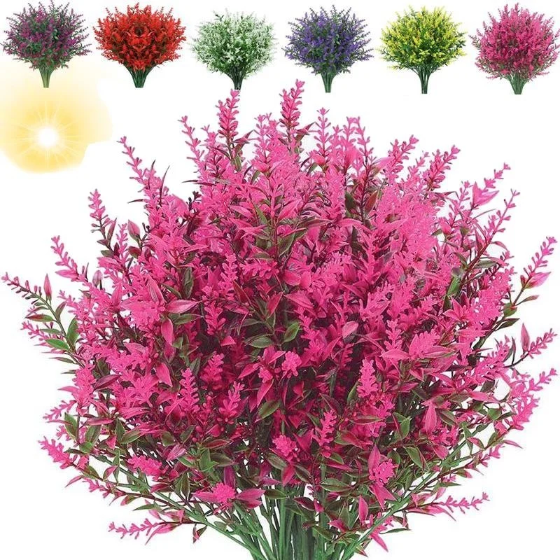 Artificial Lavender Flowers 1-6 Bundles Outdoor Fake Flowers for Decoration UV Resistant No Fade Faux Plastic Plants Garden
