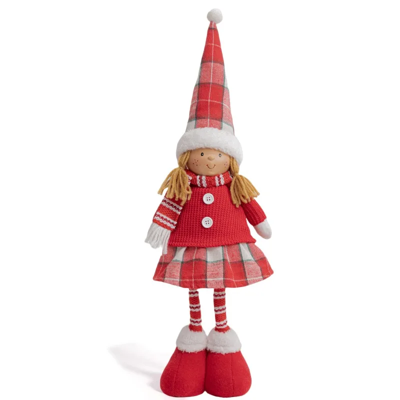 Retractable Fabric Boy and Girl Doll Christmas New New Year Decorative Doll Ornaments Home Decoration Accessories