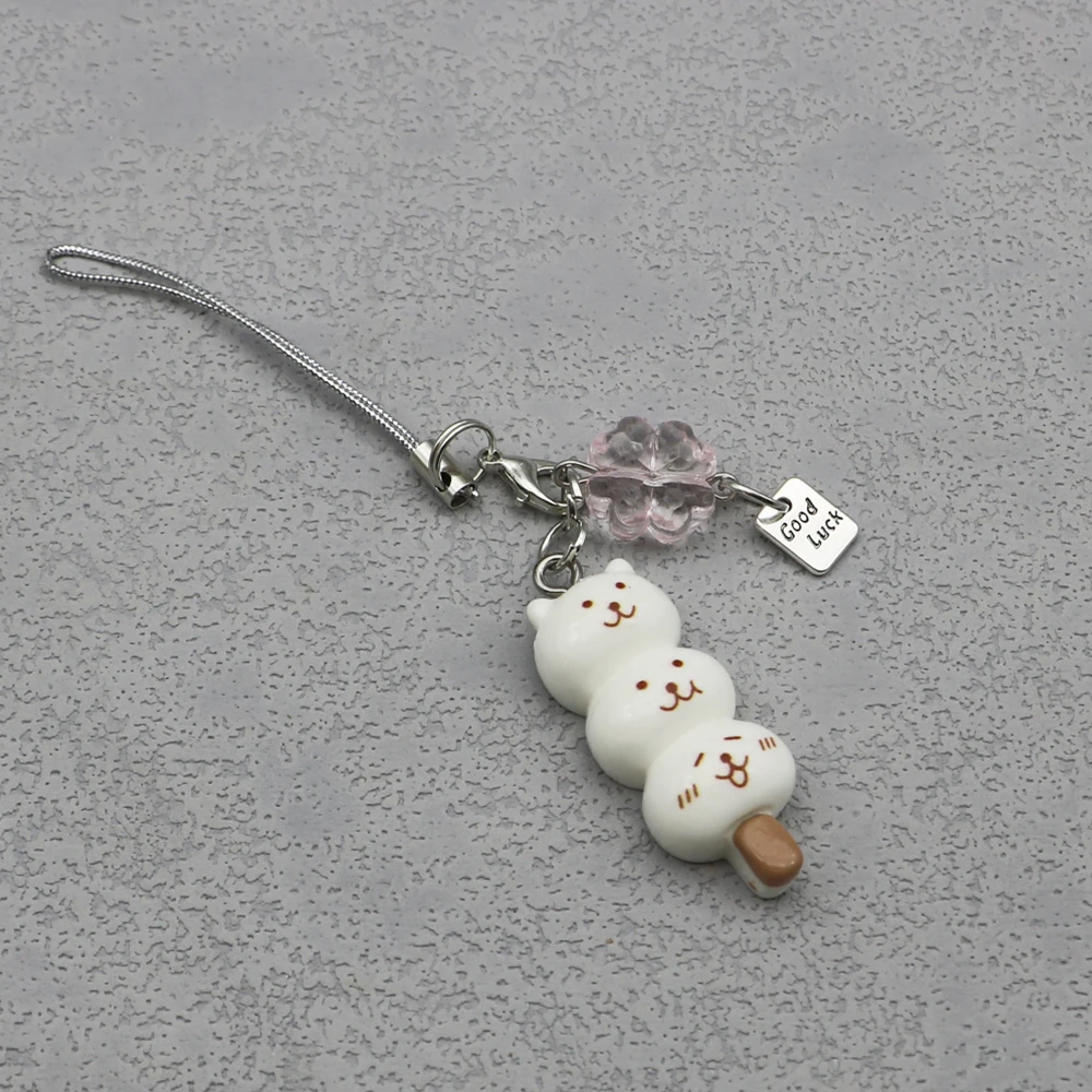 Handmade Kawaii Dango Bear & Cat Charm Pendant: Cute Japanese-Style Accessory