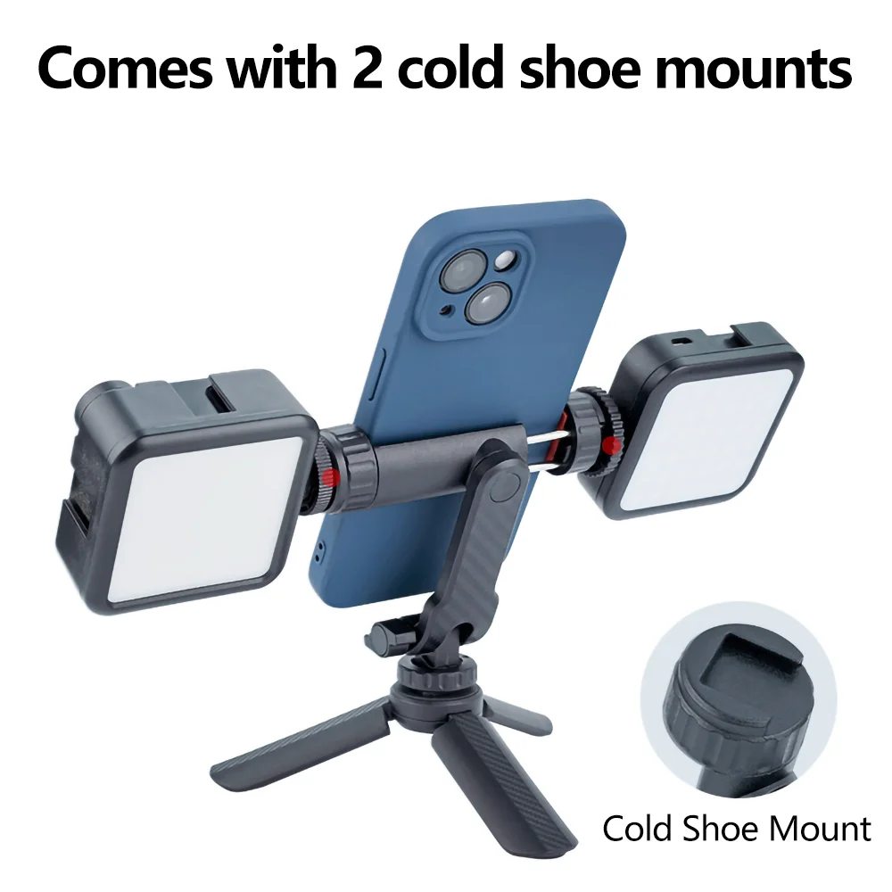 Phone Tripod Mount Holder for iPhone Camera 2 Cold Shoe Mobile Phone Clip for iPhone Android Sony Canon DJI Ronin Zhiyun Gimbals