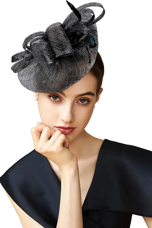 KEUKORZ Damen Fascinator Dunkelblau | Pillbox-Mütze Mit Blume & Spitze - Elegant Für Hochzeiten