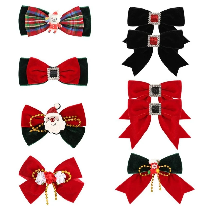 

Christmas Bowknot with Metal Hair Clips Xmas Hairclips Gift for Women New Dropship