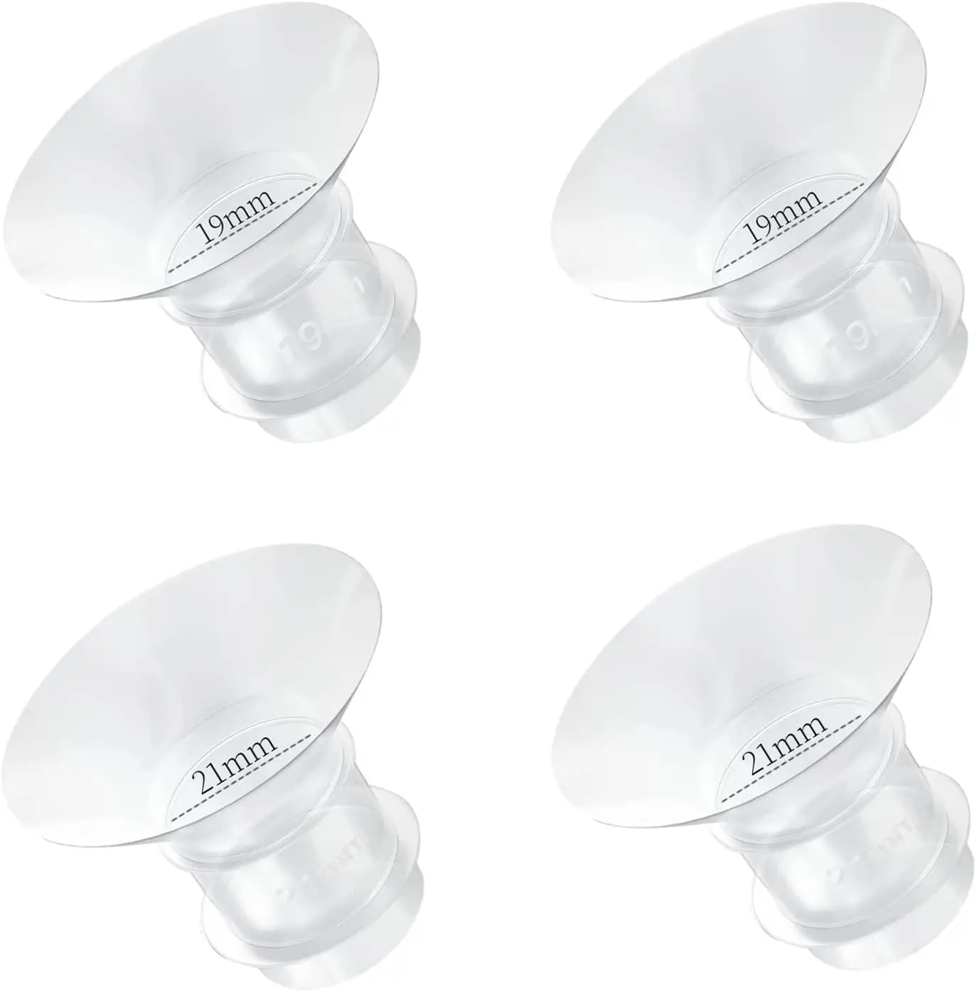 4PCS Breast Milk Pump Flange Inserts Breast Shield Converter Practical Breast Pump Replacement 13mm 15mm 17mm 19mm 21mm