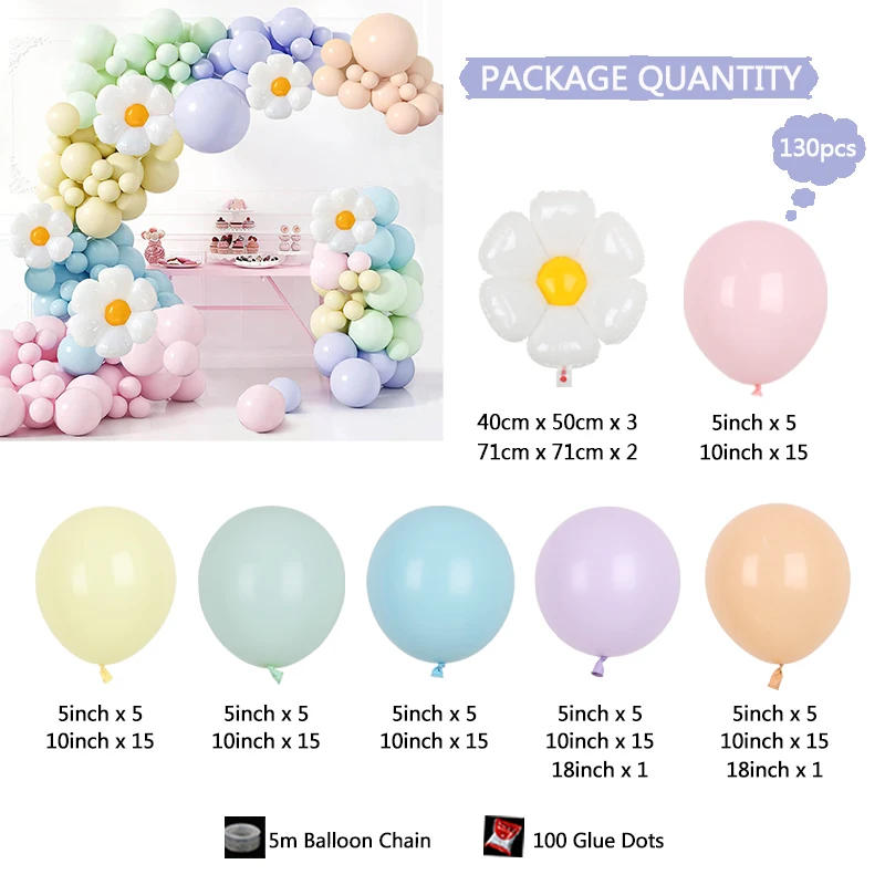 Pastel Balloon Garland Kit Daisy Balloon Garland Girls Birthday Wedding Baby Shower Daisy Theme Party Decorations birthday balloon set party balloon set birthday party decoration set balloon arch kit