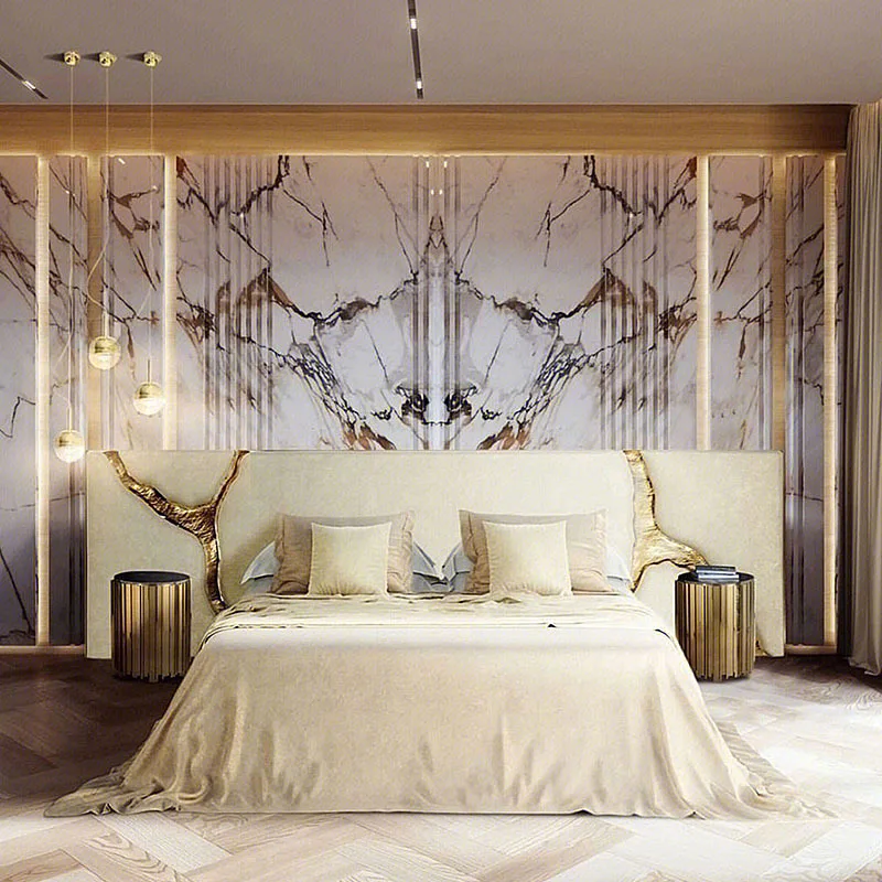 

Italian Light Luxury Frosted Leather Double Bed