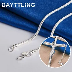 Elegant 925 Sterling Silver Cross Pendant Necklace - Timeless Charm and Sophistication - 60cm (Snake chain)