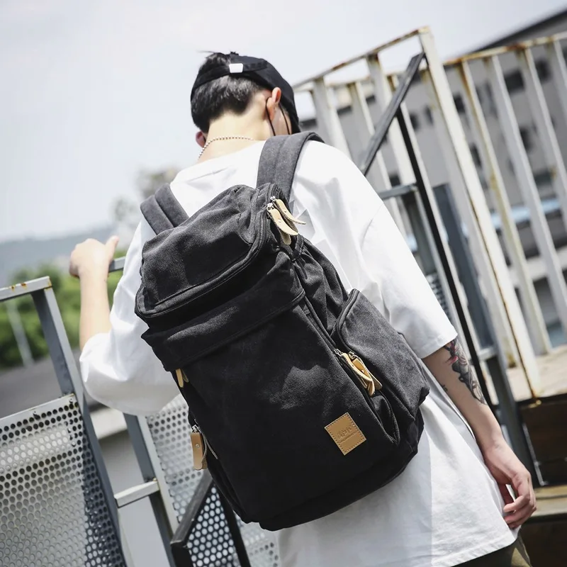 Korean style Canvas Men Women Backpack Casual Students School Bag For Boys Large Capacity Male Laptop Bag Travel Shoulder Bag