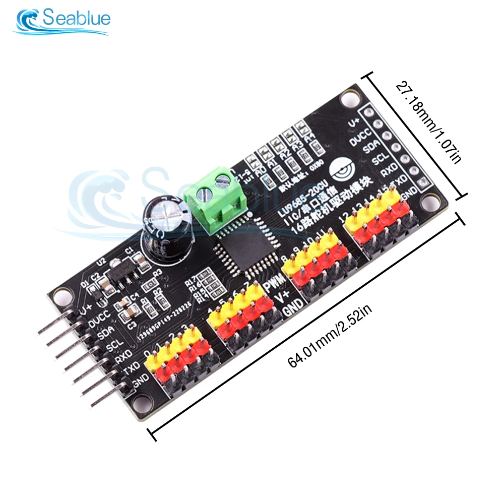 DC 5-10V LU9685 16 채널 12-bit PWM 서보 드라이버 보드 IIC 인터페이스 LU9685 모듈 컨트롤러, Arduino for Raspberry pi