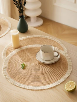 Fringe Woven Round Placemats 3