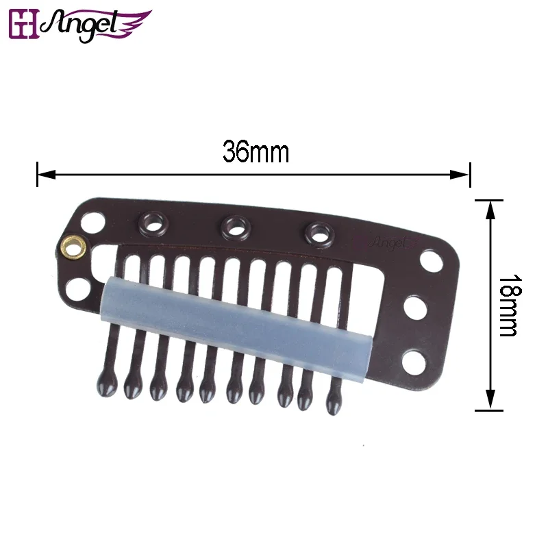 찰리의 천사 100pcs 36mm 10-치아 헤어 스냅 금속 클립 실리콘 백 가발 빗 클립 헤어 확장 도구