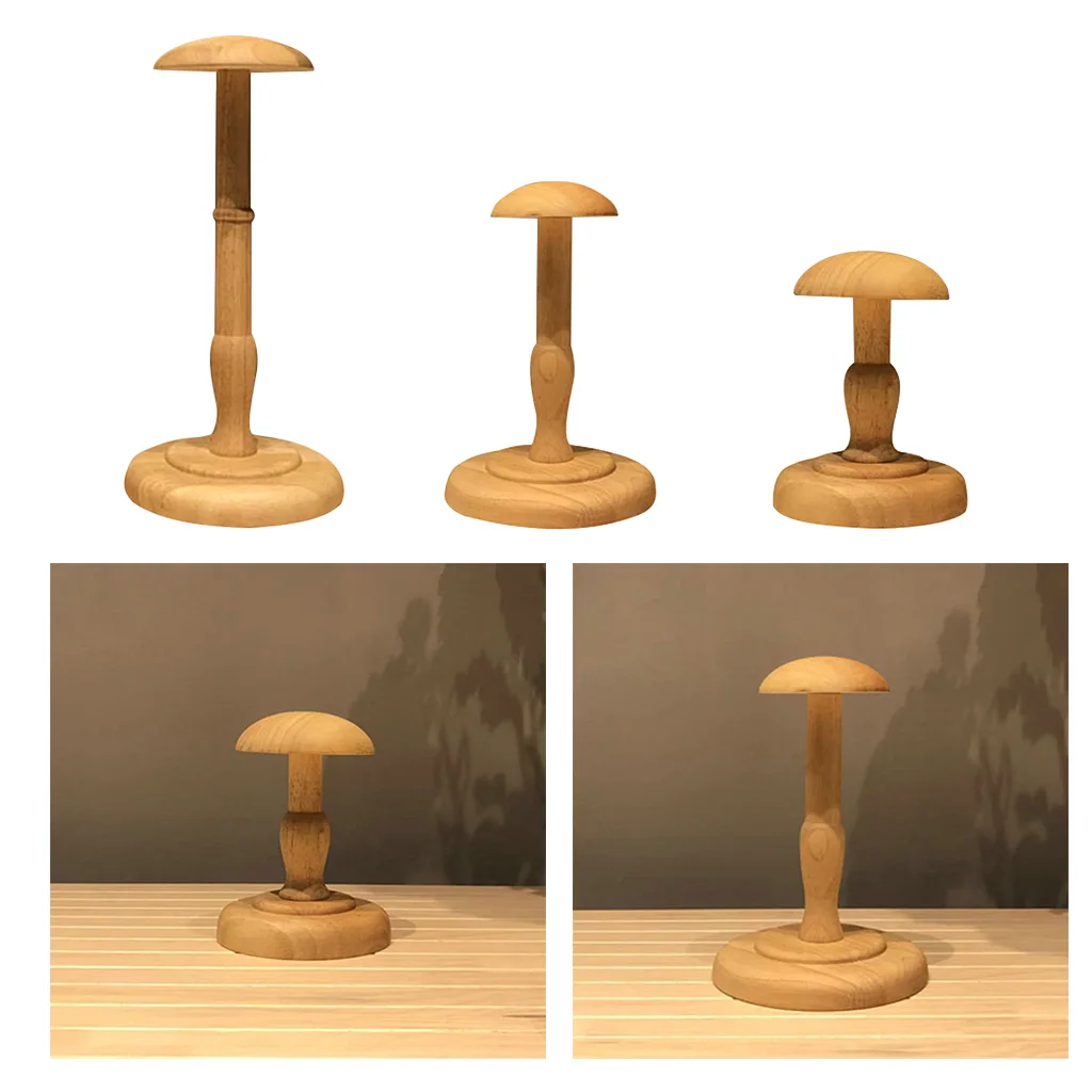 

3pcs Wooden Freestanding Toupee Display Styling Stand Shelf Organizer