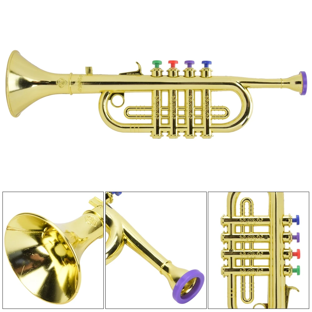 Kid Trumpet Golden Coated Plastic Children Preschool Music Toy Gift Wind Instrument Plastic