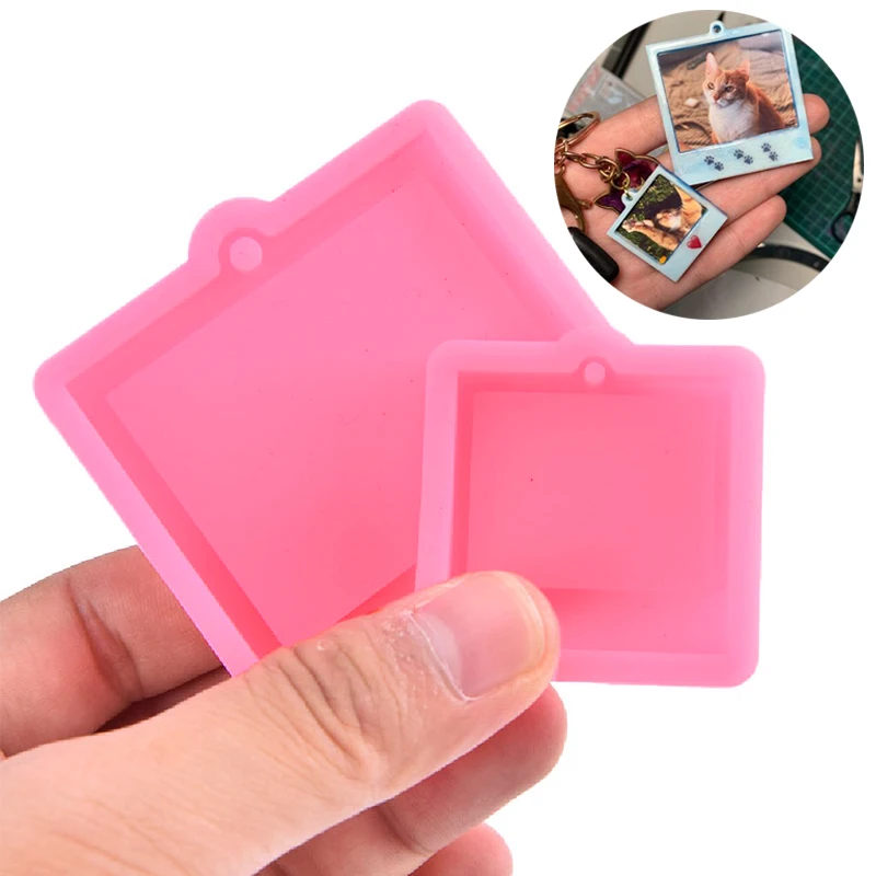 SiliconeSquarePhotoFrameKeychainEpoxyResinMoldDIYResinDecorativeCraftsSilicone