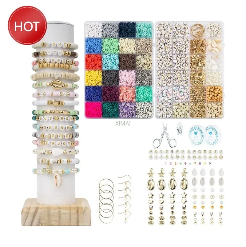 

2023 Bracelets Necklace Ring Making DIY Kits Glass Seed Alphabet Beads Charms Pendants Clay Bead Letter Bead Craft Kit