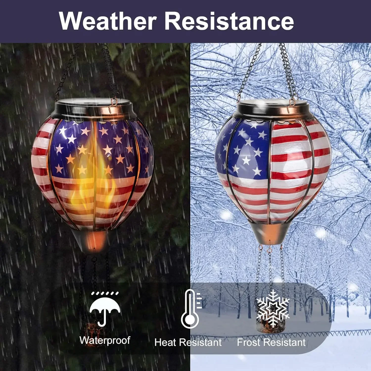 Hot Air Balloon Solar Lantern Outdoor Decorations Solar Hanging Lights Waterproof Garden Patio Outside Independence Day Decor
