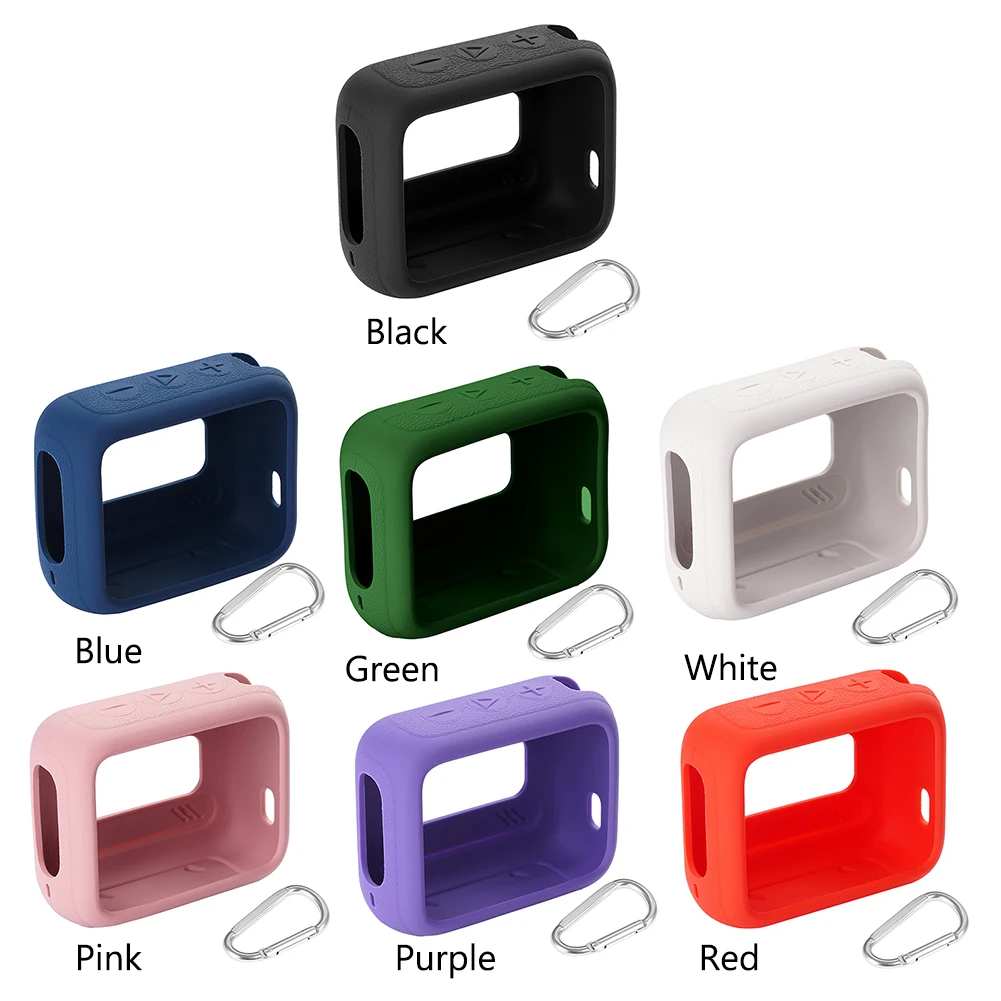 Silicone Case for JBL GO 4 Portable Bluetooth Speaker Soft Skin Sleeve with Carabiner Shockproof Protective Speaker Skin Cover