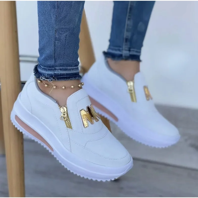 

2023Women Casual Sneakers M Printed Side Zipper Platform Plus Size Vulcanized Shoes Zapatillas Mujer Sapato Plataforma Feminino