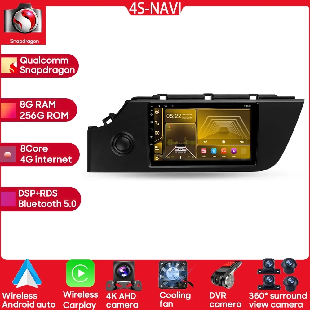 

Andorid For Kia Rio 4 IV FB 2020 - 2022 Car Radio Multimedia Player GPS Navigation WIFI Carplay 360 Camera No 2 Din